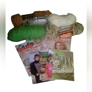 Crochet bundle 5 packs of yarn & 5 books of patterns